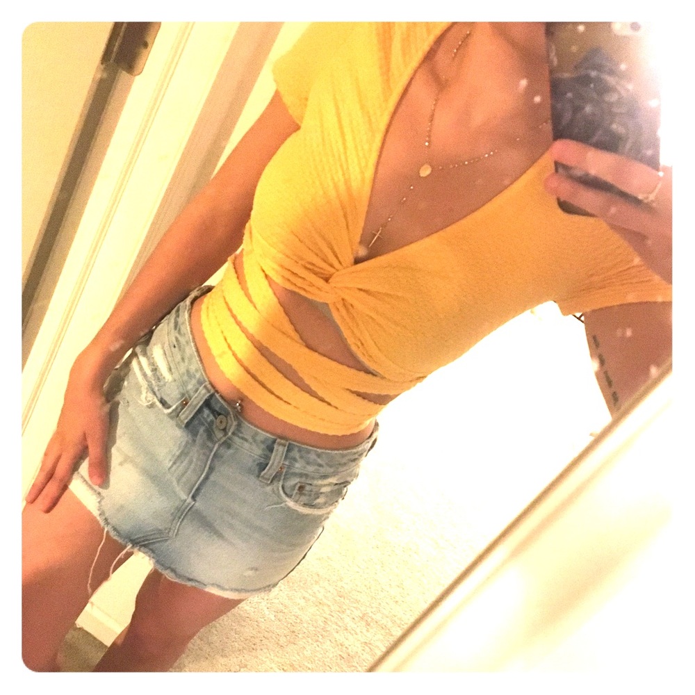 Urban Outfitters Summer Yellow Crisscross Crop Top